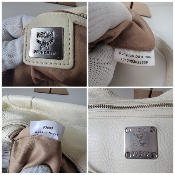 MCM Cream Leather Small Shoulder Hobo Bag - Picture 3 of 9